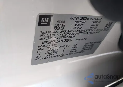 2015 GMC Yukon Denali z USA, uszkodzony, nr VIN 1GKS2CKJ3FR285960